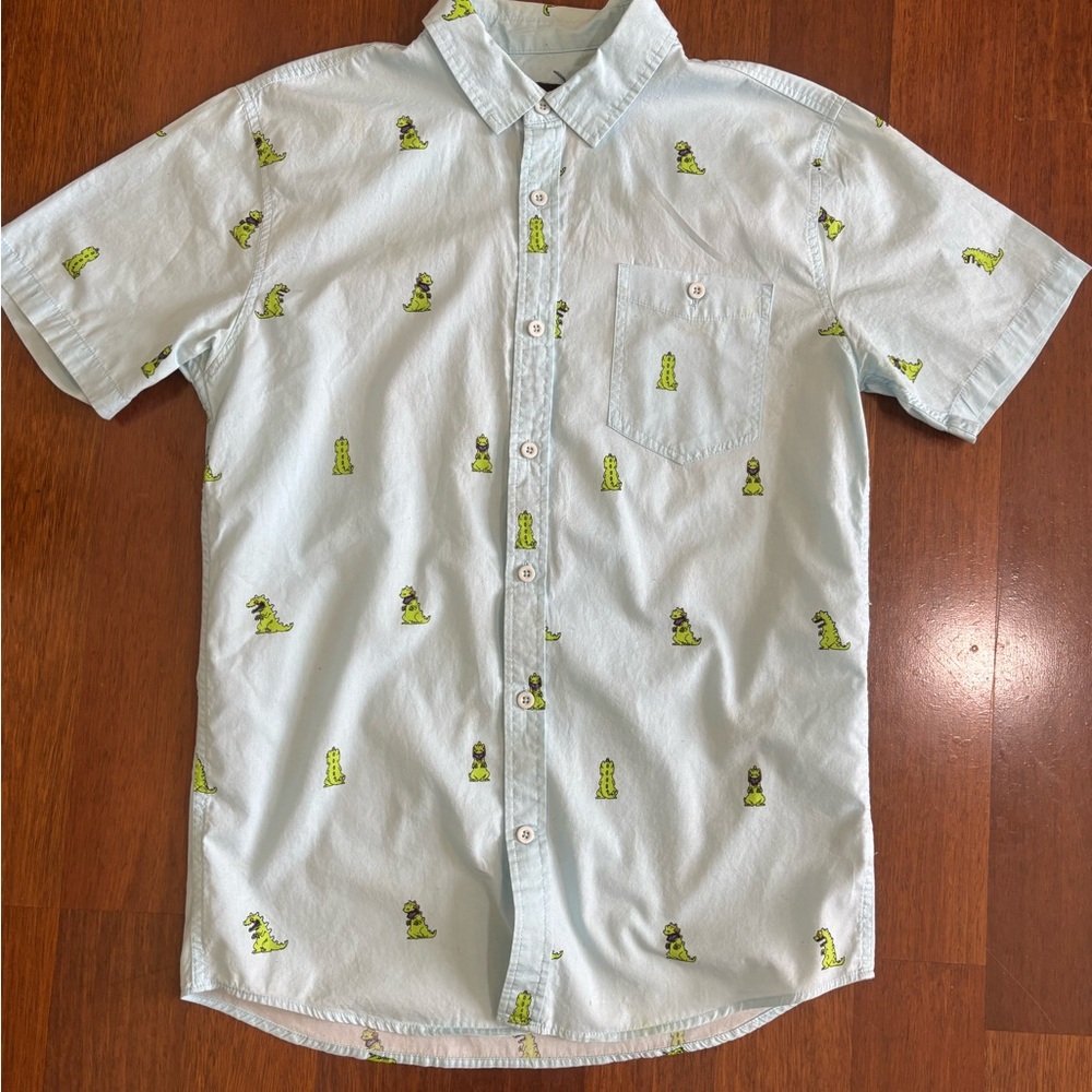 Retro Reptar Button-Up Shirt (Size: Men’s M)